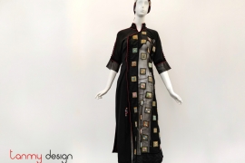 Black long dress with brocade squares